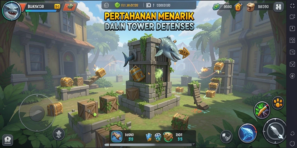 Gameplay menarik dari BUAYA138 dalam suasana Tower Defense.