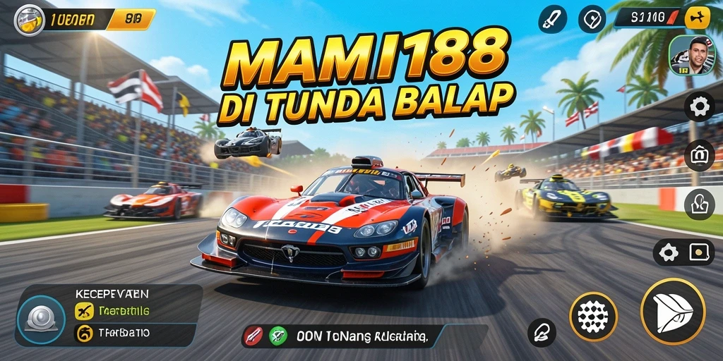 Screenshot MAMI188 menampilkan aksi balap seru dan mobil yang memukau.