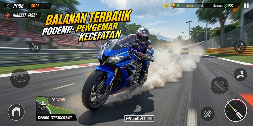 Screenshot utama PP88 menampilkan aksi balapan motor yang seru dan mendebarkan.
