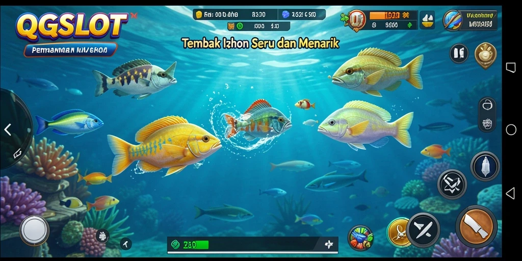 Gameplay seru Tembak Ikan di QQSLOT dengan efek visual memukau.