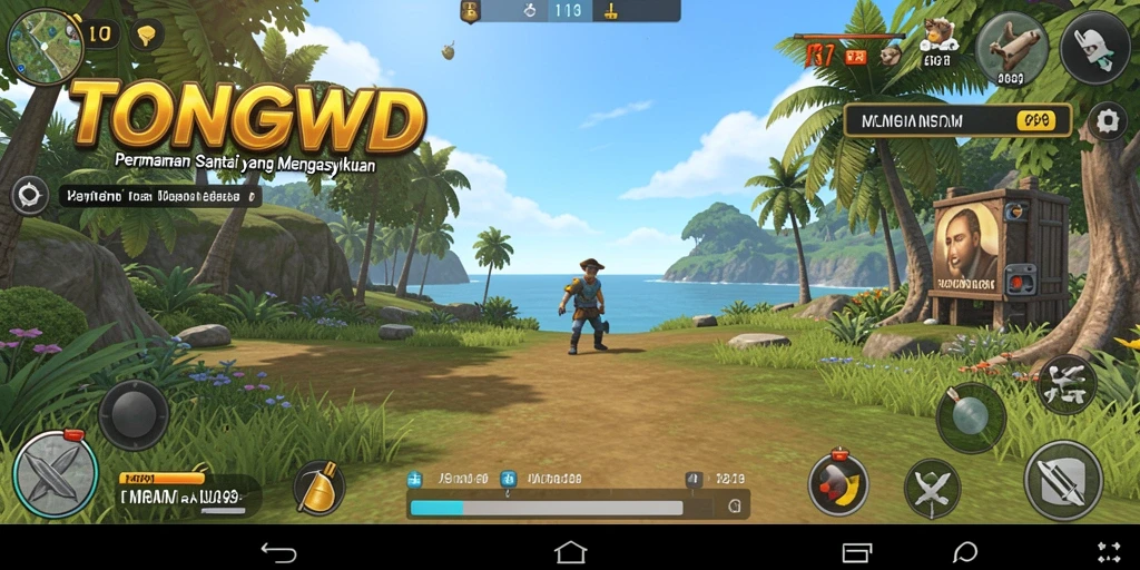 Tampilan gameplay TONGWD yang penuh warna dan menyenangkan.