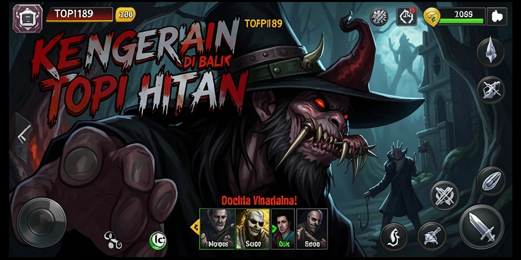 Screenshot utama menampilkan momen menegangkan di dalam game TOPI189.